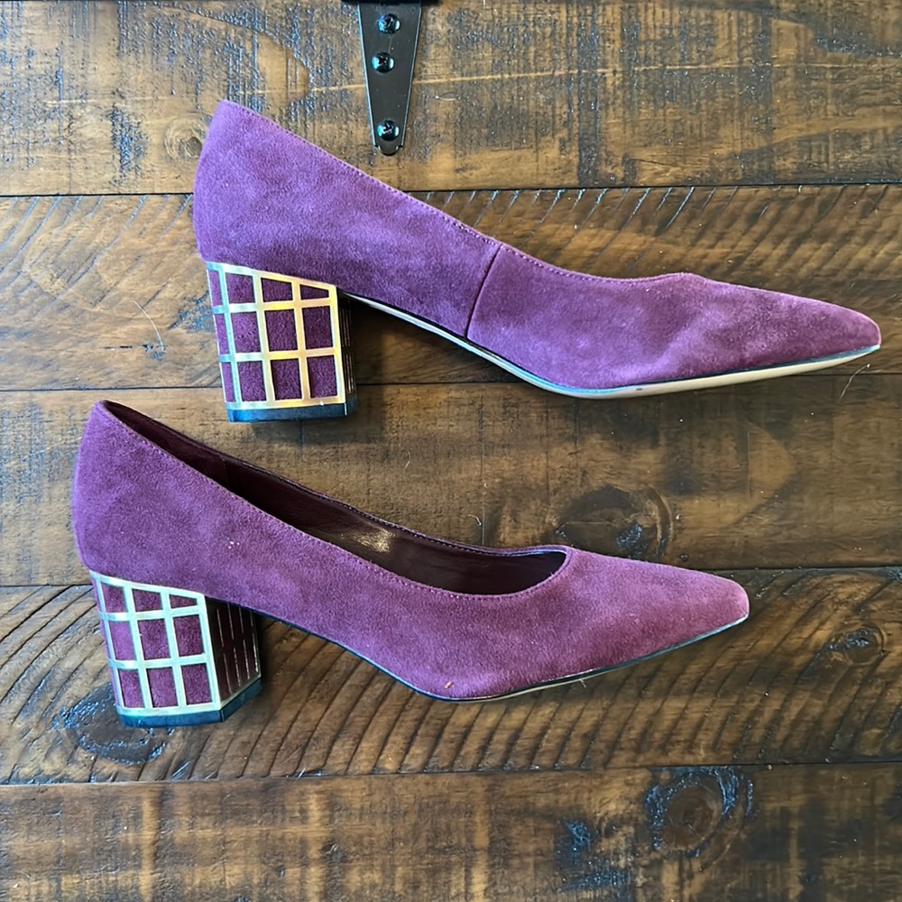 Brian Atwood Karina Suede Caged Chunky Heel | size 9